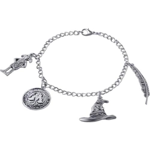 ZRM Fashion Jewelry Vintage Charm Movie HP Bracelet With 934 Magic Hat Leaf Pendants For Women Men Bracelet Gifts