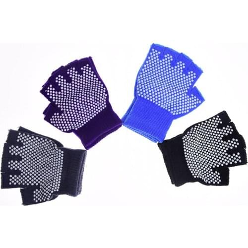 1Pair Anti Slip Fingerless Unisex Sports Gloves Grip Sticky For Yoga /Pilates Balance Warm Workout Fitness Exposed Gloves