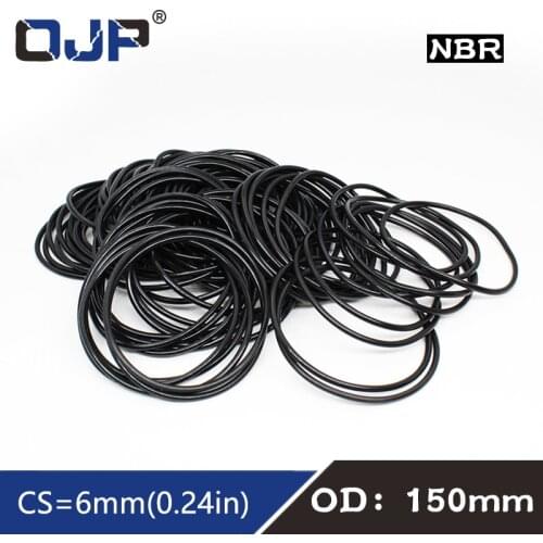 1PC Rubber Ring NBR Sealing O Ring CS6mm OD150mm Oring Seal Nitrile Gasket Oil/Wear/Temperature Resistant O-Rings Sealing Washer
