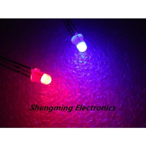 100pcs 3mm 3Pin Diffused Red & Blue Light Common Anode Led Diode