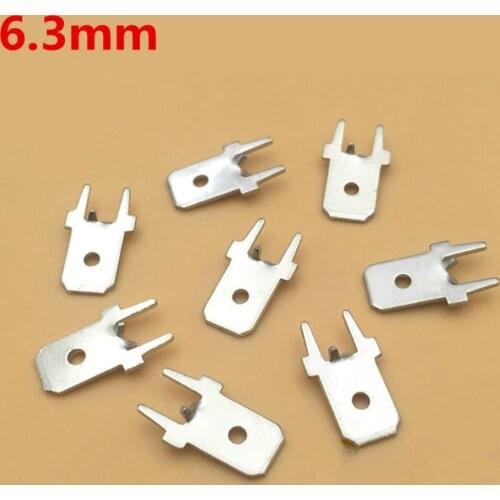 100pcs lug straight Insert Solder Terminals 6.3mm 4.8mm Copper Male Crimp PCB Block Board Terminals
