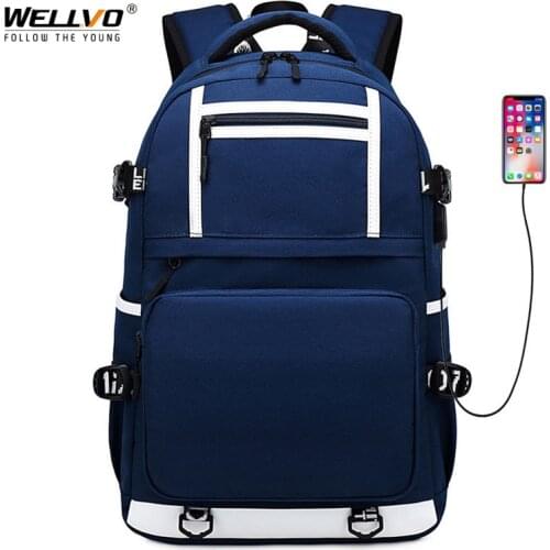 15.6 inch Laptop USB Charge Backpacks Men Large Students School Backpack Teenagers Schoolbag Boys Rucksack Travel Bag XA113C