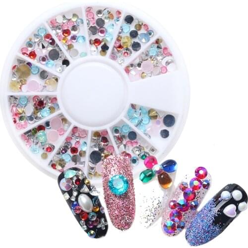 New 3D Rhinestones For Nails Flatback Oval Color Wheel Mix Rivet Studs Polish DIY Nail Art Tips Shinny Resin Decoration Tools