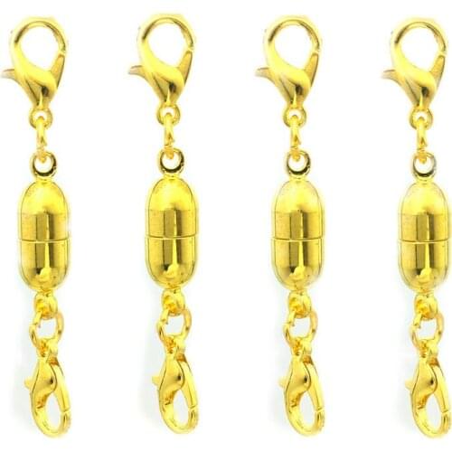 5PCS Peanuts With Lobster Clasp On Both Sides Gold Magnet Clasp DIY Necklace Bracelet Connector Jewelry Accessory Silver