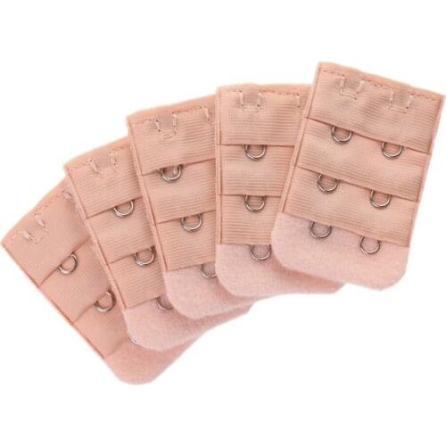 5pcs Beige Bra Extenders Back Extension Strap 2 Hooks 3 Rows Bra Extender Soft Strap Comfortable Underwear Accessories