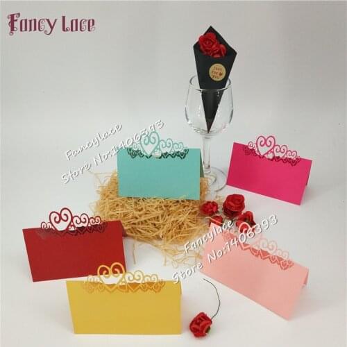 50pcs Wedding Name Cards laser cut Multi Love Heart Wedding Birthday Party Invitation table Cards forparty home Decoration