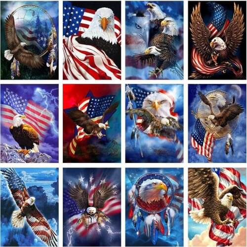 5D DIY Diamond Painting USA Flag Eagle Picture Cross Stitch Gift Square/Round Full Drill Embroidery Mosaic Art Home Decor