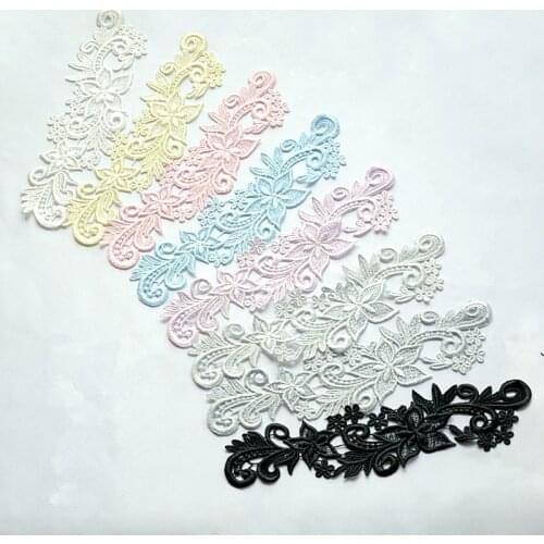 3Pairs 7Colors High Quality Embroidery Patch and Clothing Lace Fabric DIY Handmade Fashionable Patches 27X7cm
