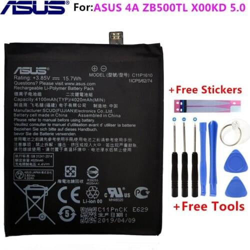 Original ASUS High Capacity C11P1610 Phone Battery For ASUS 4A ZB500TL X00KD 5.0 4100mAh+Free Tools