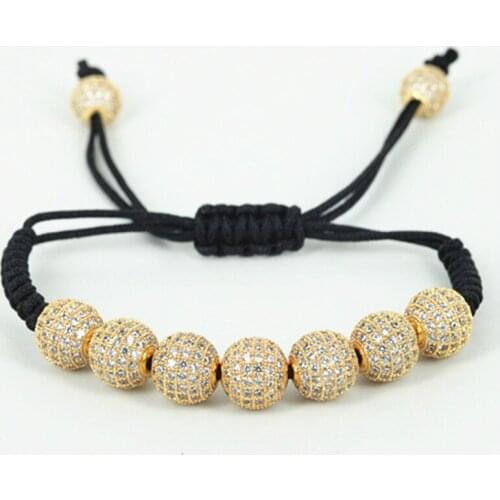 Brand Anil Arjandas Men Bracelets 7pcs 10mm Pave CZ Beads Briading Macrame Bracelet for Men Charm Men Jewelry A-0029