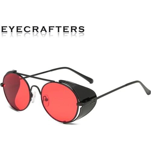 EYECRAFTERS NEW Mens Womens Fashion Eyewear Metal Vintage Gothic Steampunk Sunglasses Fashion Round Mirrored Retro Sunglasses