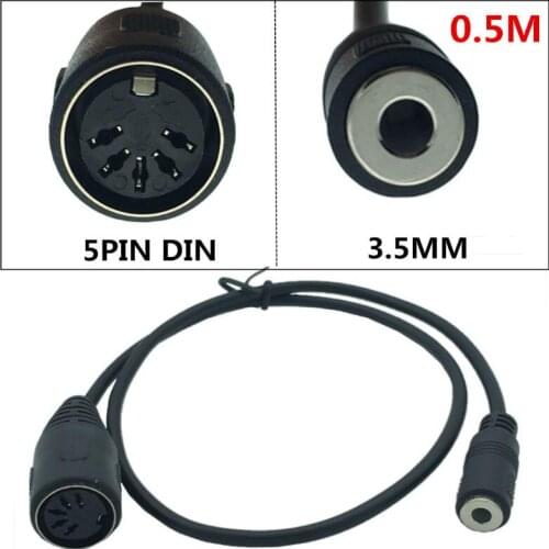 LBSC DIN to 3.5mm Cable, 50CM 5 Pin DIN Female to 3.5MM Female SmartPhone AUX Head phone Stereo Jack Adapter Input Cable 0.5m