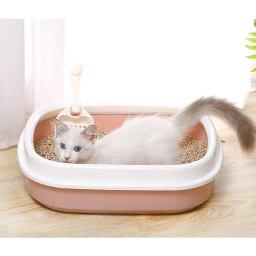 Pet Toilet Bedpan Anti Splash Cats Litter Box Cat Tray With Scoop Kitten Dog Clean Toilette Home Plastic Sand Box Cat Supplies
