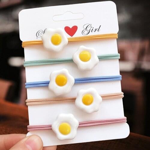 Hot Selling New Arrival Fashion Poached Eggs Hair Band Lovely Sweet Hair Rings Women Girls Kids High Elastic Hair Rope Headpiece
