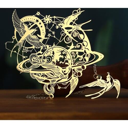 Fromthenon Retro Chinese Cool Hollow Design Bookmark The Mysterious Universe Creative Metal Bookmark Gift for Teacher Students