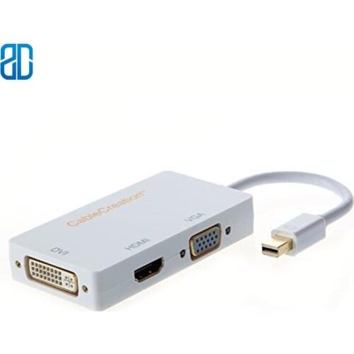 Mini DP To HDMI VGA DVI 3 In 1 Gold Plated Mini DisplayPort Adapter Compatible with MacBook Mac Book Air DP 1.2 Version 4Kx2K