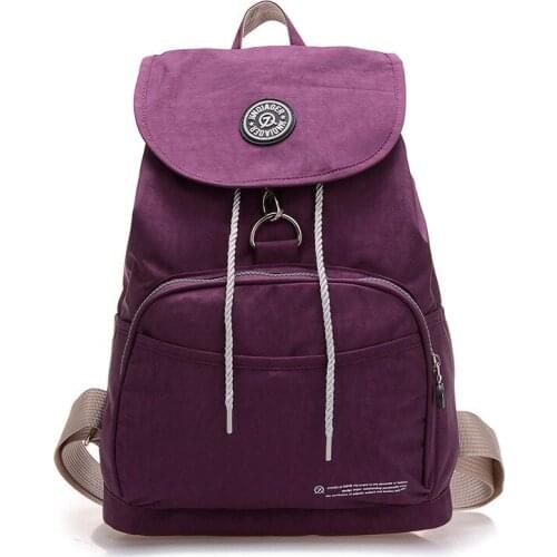 5PCS / LOT Fashion Casual Waterproof Nylon Backpack Bag for Women Girls Candy Color Student School Bag Travel Backpack