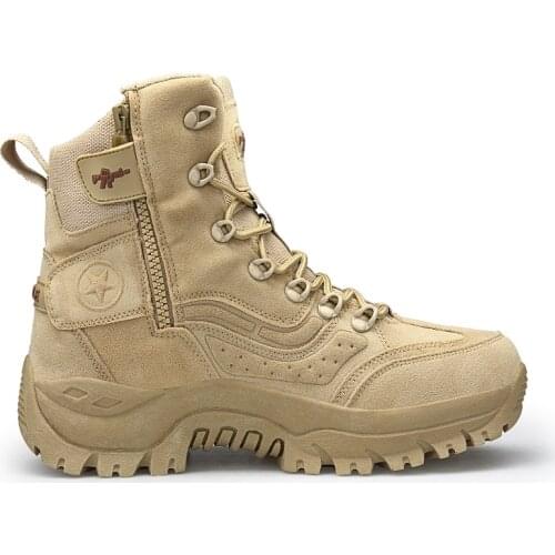 2019 New Winter Snow high quality military Flock Desert boots men tactical combat boots botas work Safety shoes Big Size 39-46