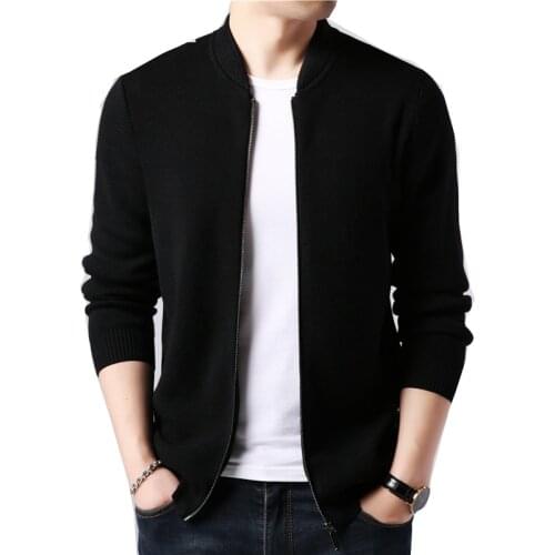 Mens cashmere fleece sweater thick warm zipper cardigan autumn and winter clothes 2021 new