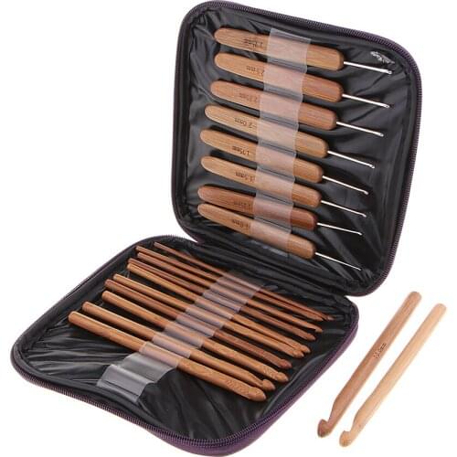 Crochet Hook Kit Wool Knitting Pins with Wood Handle for Beginners Kids