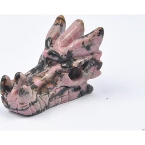 Natural Rhodonite Quartz Dragon Hand Carved Crystal Quartz Healing Stone Home DIY Decorative Gem Gift