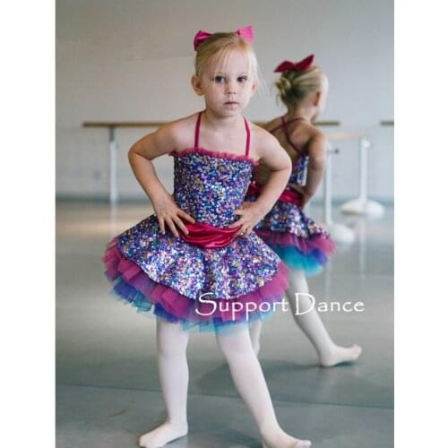 Support-Dance Camisole Sequins Ballet Tutu Dress Kids Adult Dance Costume C226