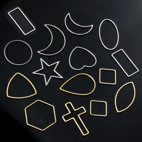 50Pcs/lot Stainless Steel Pendant Gold Tone Connector Charm DIY for Jewelry Making Accessory Findings