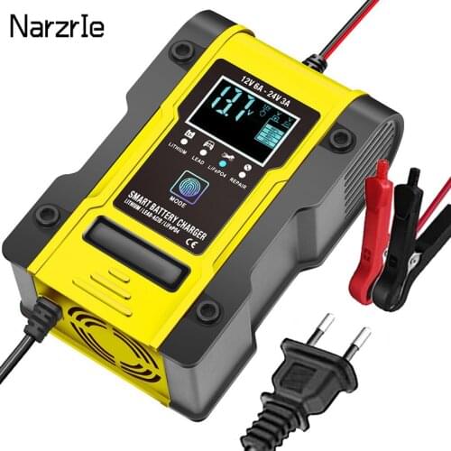 12V 6A Full Automatic Car Battery Charger Power Pulse Repair Chargers Wet Dry Lead Acid Battery Chargers Digital LCD Display Car