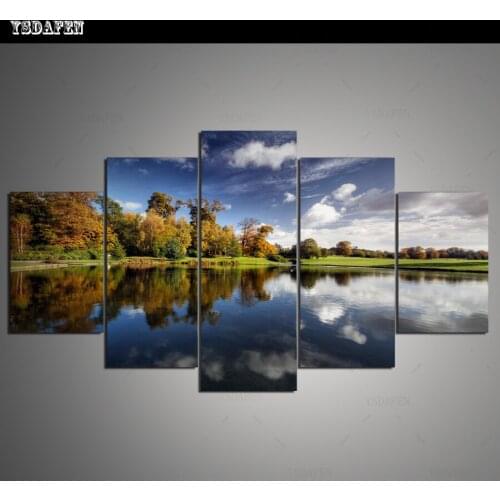 Drop Shipping Wall Decor Lake Canvas Painting Pictures Modular Paintings Wall Art Canvas Prints Framed art HG-322