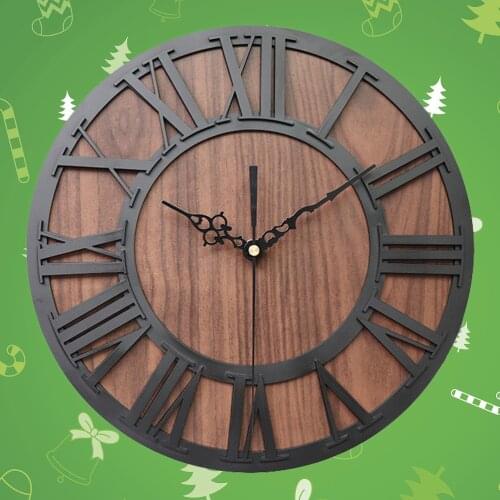 Roman Digital Wall Clock Simulation Wooden Wall Clock Roman Number Craft Wall Clock Acrylic Wall Clock Black Without Battery