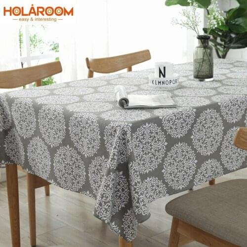 Grey Flower Tablecloth Linen Cotton Square/Rectangle Shape tablecloth Refrigerator Cover New Tea Printed Table cloth Multi-size