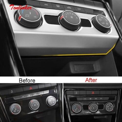 Tonlinker Interior Air control panel Cover stickers for Volkswagen T-ROC 2018-19 Car styling 1 PCS ABS Chrome Cover sticker