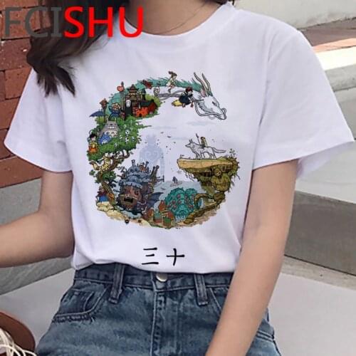 Totoro Studio Ghibli Harajuku Kawaii T Shirt Women Ullzang Spirited Away Tshirt Funny Cartoon T-shirt Cute Anime Top Tee Female