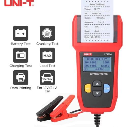 UNI-T UT673A UT675A Car Battery Tester With Printer 12V 24V Battery Test And Start-Up Test, Charging Test And Maximum Load Test