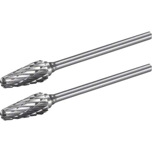 Uxcell Tungsten Carbide Double Cut Rotary File Radius Cone Shape with 3/32" Shank for Die Grinder Bits 2pcs