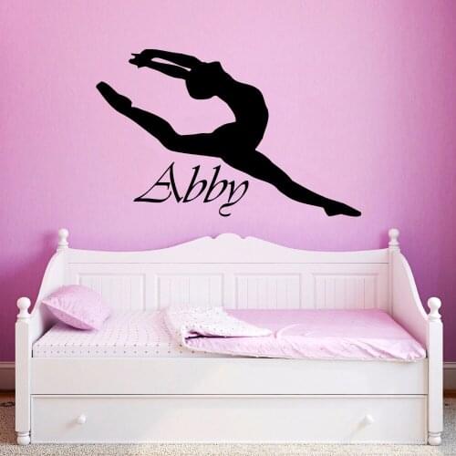Vinyl Wall Sticker Custom Personalized Girls Name Decor Ballerina Acrobatics Ballet Dancer Gymnastics Wall Decal Poster Art A510
