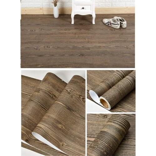 GLOW4U Peel and Stick Dark Wood Vinyl Wallpaper for Floor Kitchen Cabinets Bathroom Walls Furniture Table Decal Sticker