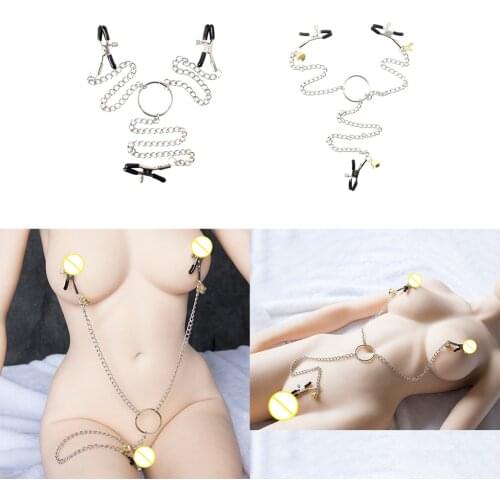 Womens Fantasy Nipple Clamps Bells Breast Clamps Metal Chain Clip Women Adult Flirt Toy Exotic Accessories