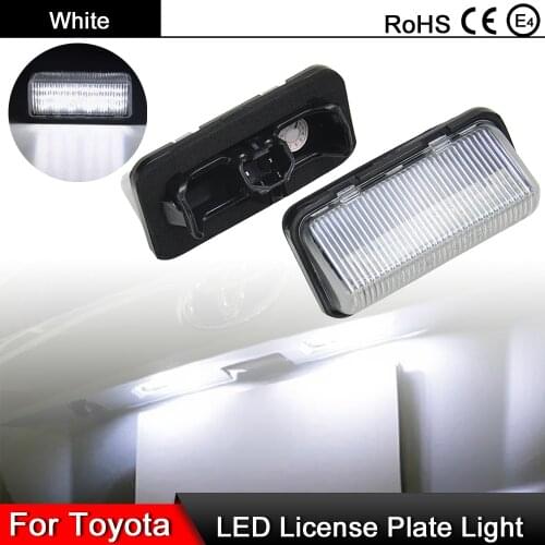 1 Pair For Toyota Prius Alphard Vellfire Avalon Corolla RAV4 White LED License Plate Light Number Plate Lamp