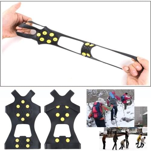 1Pair 10 Studs Anti-Skid Ice Snow Shoe Spiked Climbing Grips Cleat Crampons Climbing Camping Anti Slip Shoes Cover S-XL