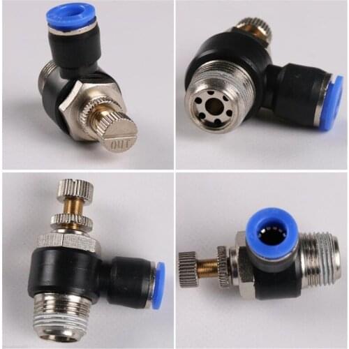 1PC SL4 SL6 SL8 SL10 SL12 Tube O/D 4mm-12mm Air Flow Speed Control Valve Male Thread Pneumatic Connectors Push In Fittings