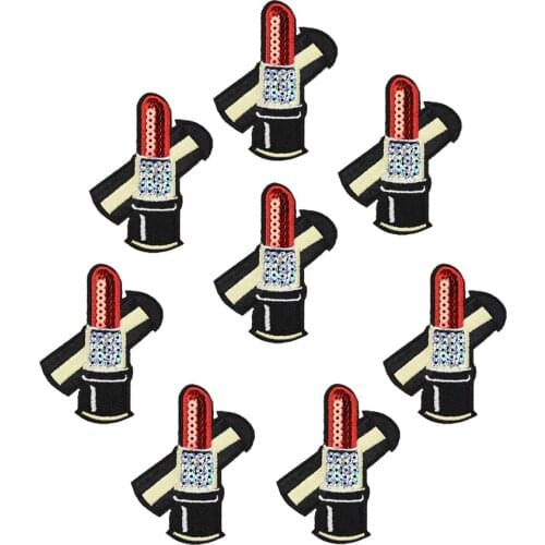 10PCS Sequin Lipstick Patches DIY Embroidery Iron On Patches Sewing Accessories Decoration Clothes Jeans Shoes Badge Appliques
