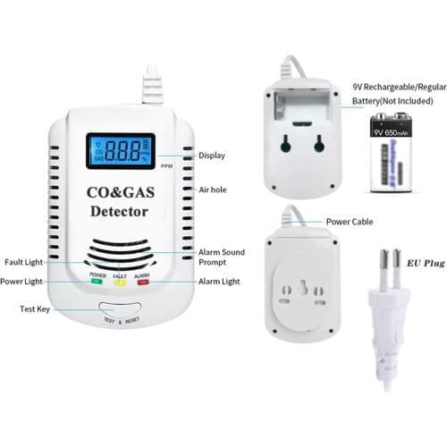 Gas Leak Detector Combustible Propane Butane Methane Natural Gas Safety Alarm Sensor Warning 2 in 1 New Upgrade