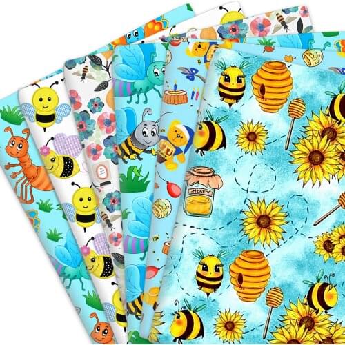 50*45cm Honey Bee Polyester Cotton Or knit Stretch Satin Fabric Tissue Sewing Quilting Fabrics Needlework Material DIY Handmade