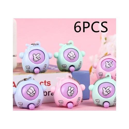 6 Pcs/lot Mini Mora Device Fair Finger-guessing Game Rock Paper Scissors Play Toy Round Egg Delicate and Funny Key Chain Pendant
