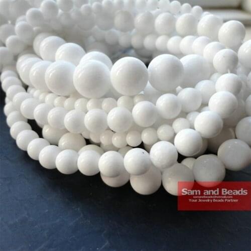 Free shipping Natural Stone White porcelain Beads 16"Strand 4 6 8 10 12mm Pick Size for jewelry Making NWB01