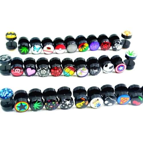 LOT100pcs Body Jewelry -Fake Ear Plugs Illusion Ear Tapers Expander Cheater Plug Ear Studs 10mm