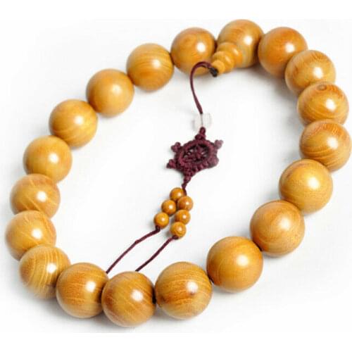 Yellow Gold-sandalwood Tibetan Buddhism 18+1 Prayer Beads (Car Adornment)