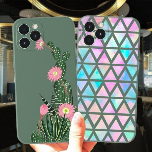 Cactus Flower Tree Ice Cream Phone Case For iPhone 11 12 Pro Max 8 7 Plus X XS XR SE2 12Mini 12Pro Cute Soft Silicone Cover