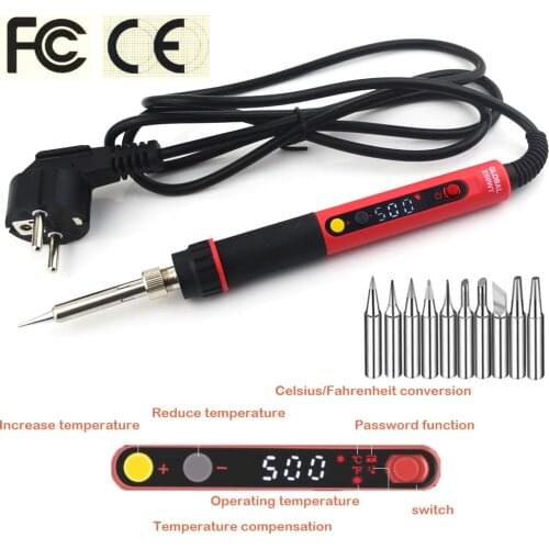 CXG E60W E90W E110W Digital LCD Adjustable NC thermostat Electric soldering iron handle Welding repair +10 pcs 900M tips
